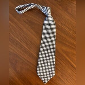 Canali Neck Tie 100% Silk Blue/White Geometric Box Patern Made In Italy